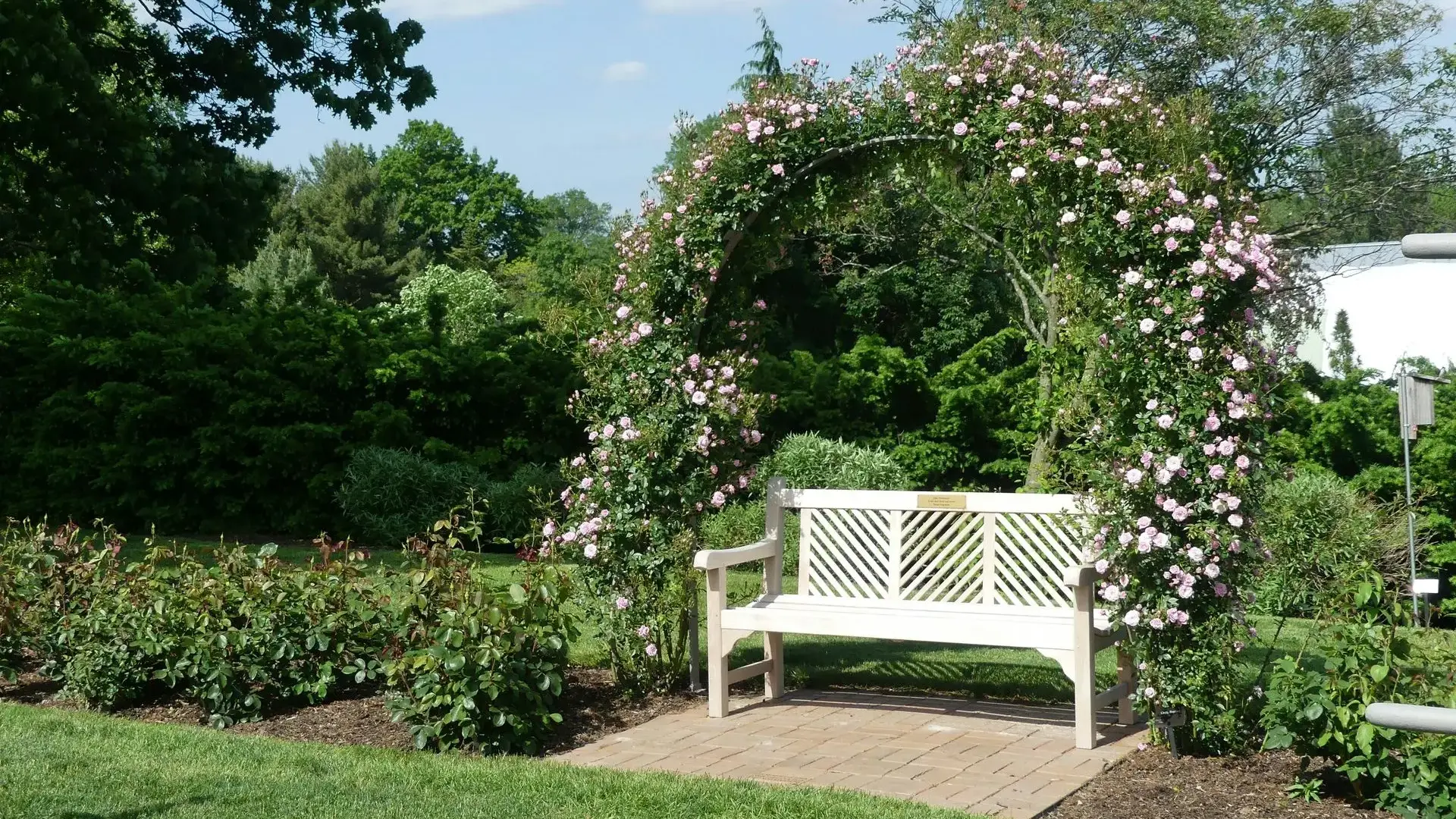 banc avec petit jardin